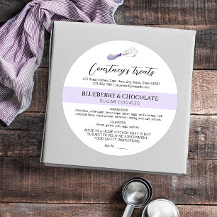 Lilac Watercolor Logo Home Bakery Food License Classic Round Sticker