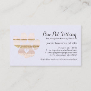Lilac Watercolor Strokes Pet Sitter Grooming Paw Business Card