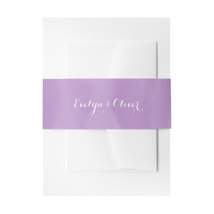 Lilac Watercolor Wash Wedding Invitation Belly Band