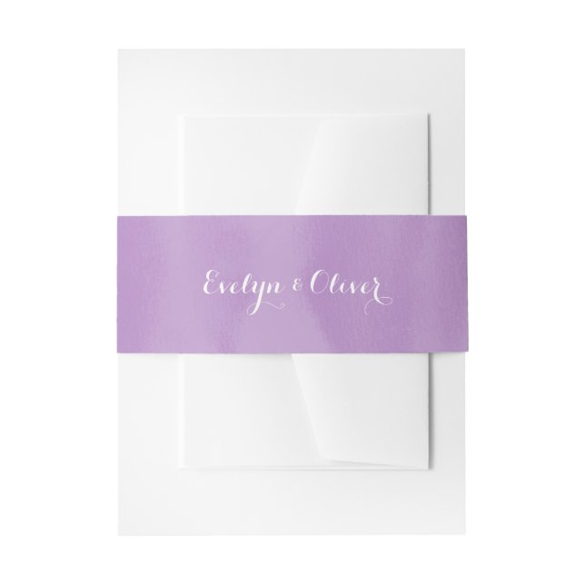 Lilac Watercolor Wash Wedding Invitation Belly Band (Front Example)