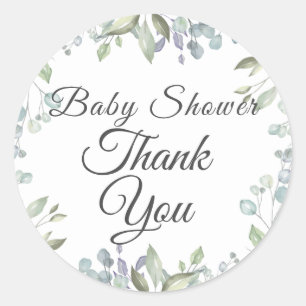 Lilac Watercolour Floral Baby Shower Thank You Classic Round Sticker