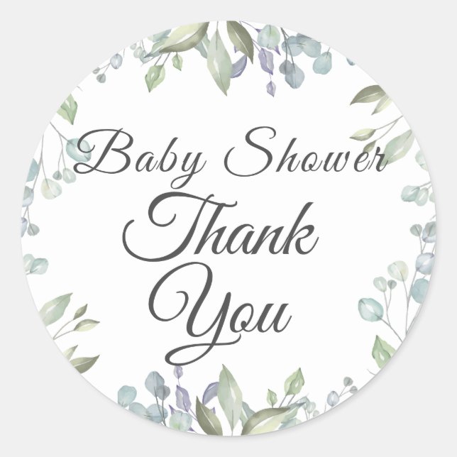 Lilac Watercolour Floral Baby Shower Thank You Classic Round Sticker (Front)