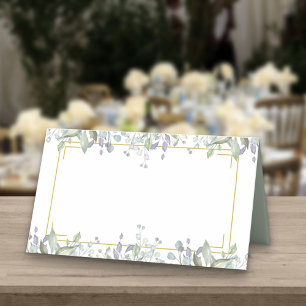Lilac Watercolour Greenery Floral Wedding Place Card