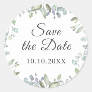 Lilac Watercolour Save the Date Favour Classic Round Sticker