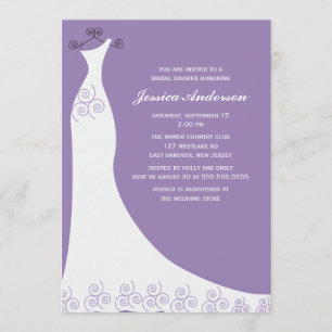 Lilac Wedding Gown Bridal Shower Invitation