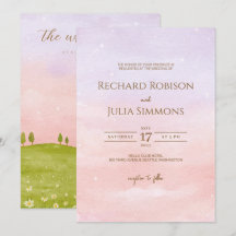 LILAC Wedding Invitation / Watercolor Purple Pink