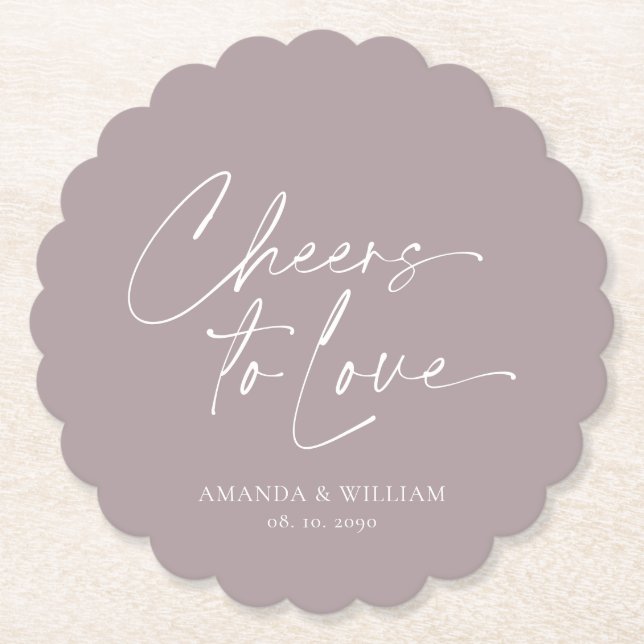 Lilac Wedding Paper Coaster – Cheers to Love (Front)