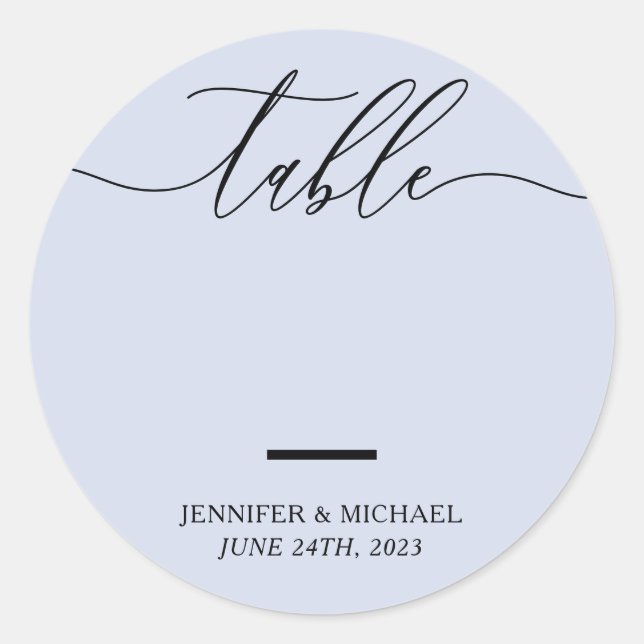 Lilac Wedding Seating Script Table Number Classic Round Sticker (Front)