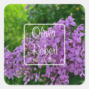 Lilac Wedding Square Sticker