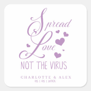 Lilac Whimsical Motivational Text Pandemic Wedding Square Sticker