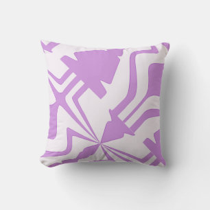 Lilac White Diagonal Abstract Sound Wave Pattern Throw Pillow