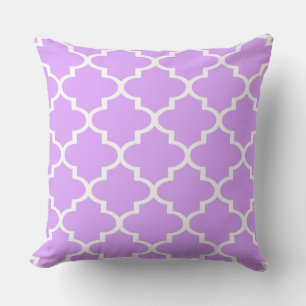 Lilac White Quatrefoil Lattice Pillow