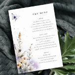 Lilac Wildflower Butterfly Garden Menu Card<br><div class="desc">If you need any other matching product or customization,  kindly message via Zazzle.</div>