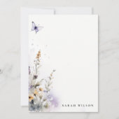 Lilac Wildflower Butterfly Garden Watercolor Card (Front)