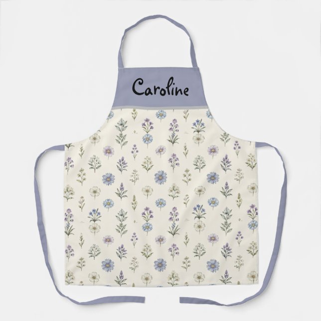 Lilac wildflower custom name Apron (Front)