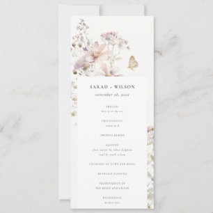 Lilac Wildflower Fern Botanical Wedding Program