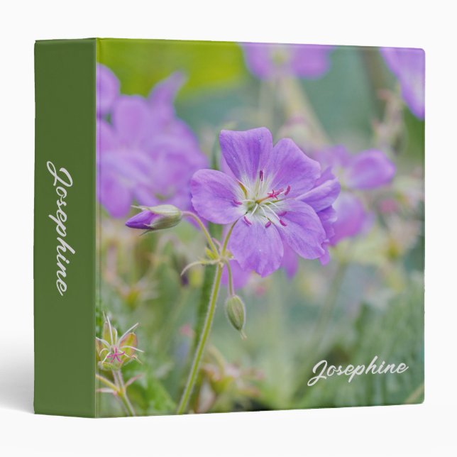 Lilac Wildflower Photo Geranium Botanical Flower Binder (Front/Spine)
