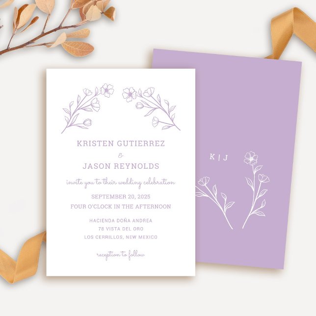 Lilac Wildflower Wedding Invitation (Wildflower Wedding Invitation in Lilac)
