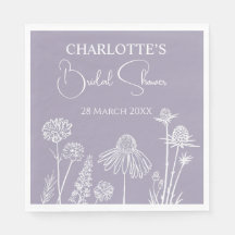 Lilac Wildflowers Sketched Floral Bridal Shower