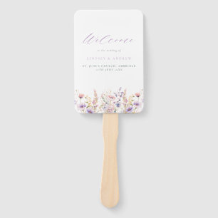 Lilac Wildflowers Wedding Program Hand Fan