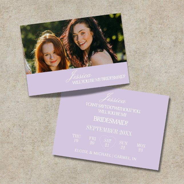Lilac Will You Be My Bridesmaid Proposal Card (Lilac Will You Be My Bridesmaid Proposal Card)