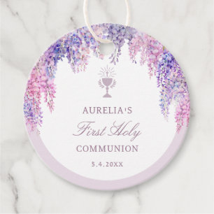 Lilac Wisteria Arch First Communion Favour Tags