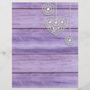 Lilac Wood and White Lace Scrapbook Paper