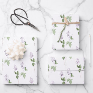 Lilac Wrapping Paper Flat Sheet Set of 3