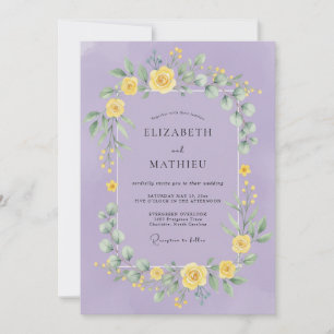 Lilac Yellow Botanical Romance Wedding Invitation