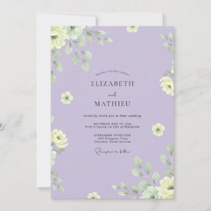 Lilac Yellow Foliage Eucalyptus Wedding Invitation