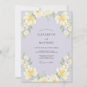 Lilac Yellow Peony Wedding Invitation