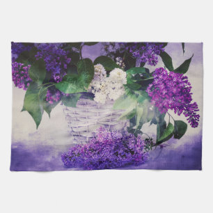 Lilacs and Basket Kitchen Towel