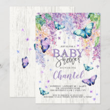 Lilacs and Butterfly | Baby Shower Invitation