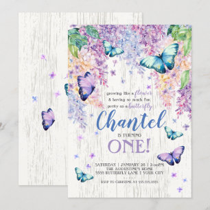 Lilacs and Butterfly   Birthday Invitation