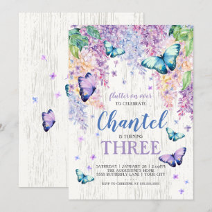 Lilacs and Butterfly   Birthday Invitation