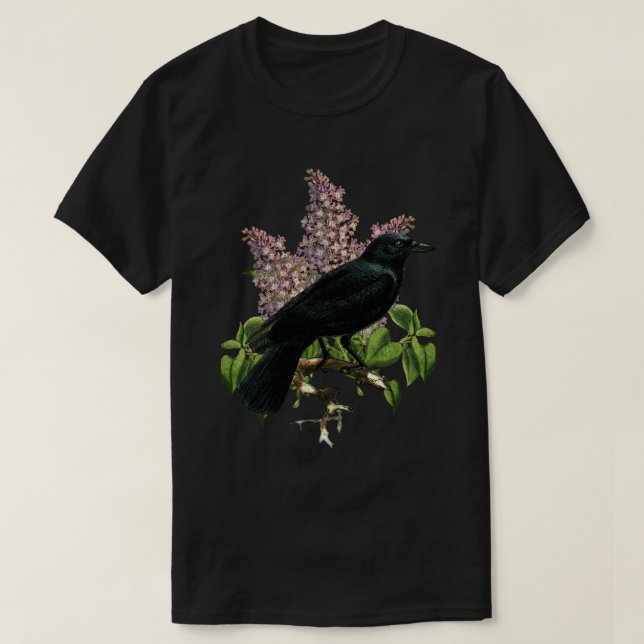 Lilacs And Crow T-Shirt (Design Front)