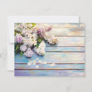 Lilacs and Daisies on Pastel Wood Postcard