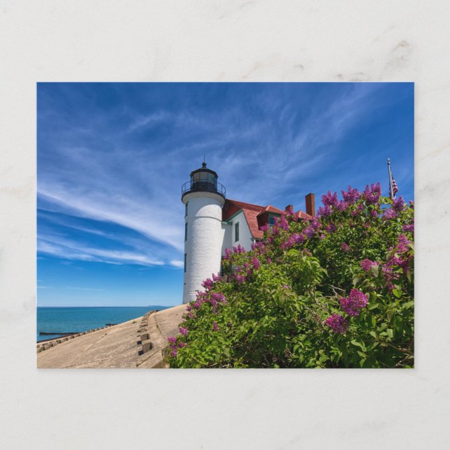Lilacs at Point Betsie Lighthouse Postcard (Front)