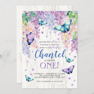 Lilacs et papillon  Invitation d'anniversaire
