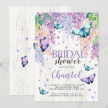 Lilacs et papillon | Invitation de douche nuptiale