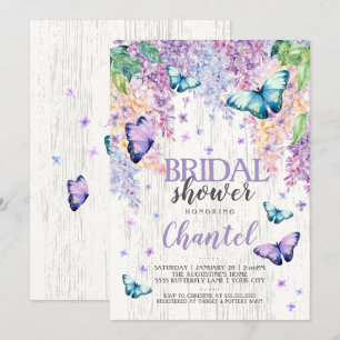 Lilacs et papillon   Invitation de douche nuptiale