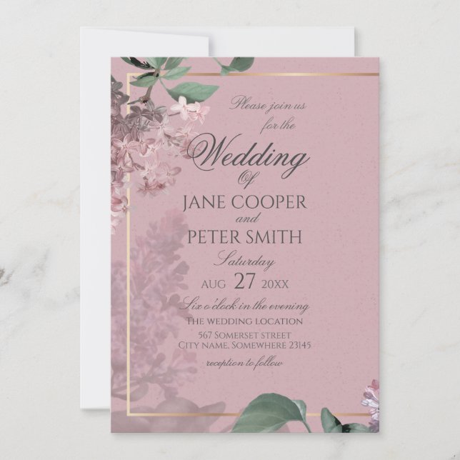 Lilacs floral Wedding Invitation (Devant)