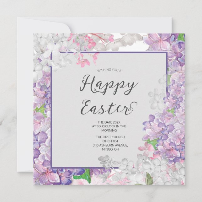Lilacs florissante Bonne carte de vacances de Pâqu (Devant)