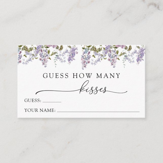 Lilacs Guess How Many Kisses Enclosure Card (Front)