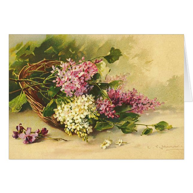 Lilacs in a Basket Card (Front Horizontal)