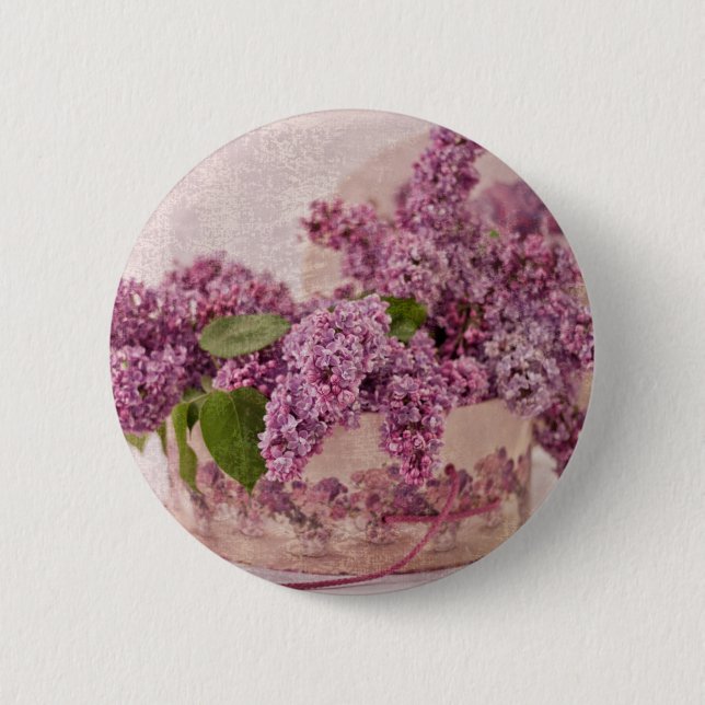 Lilacs In A Victorian Hat Box 2 Inch Round Button (Front)
