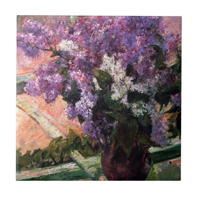 Lilacs in a Window by Mary Cassatt Tile (Front)