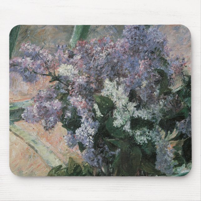 Lilacs in a Window by Mary Cassatt, Vintage Art Mouse Pad (Front)