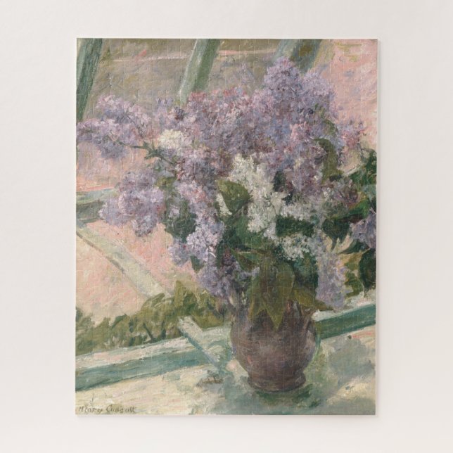 Lilacs in Window by Mary Cassatt American Painter Jigsaw Puzzle (Vertical)