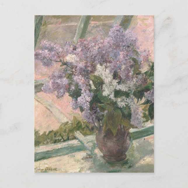 Lilacs in Window by Mary Cassatt American Painter Postcard (Front)
